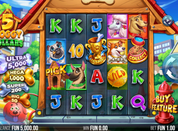 5 Doggy Dollars Slot Base Game 747x550