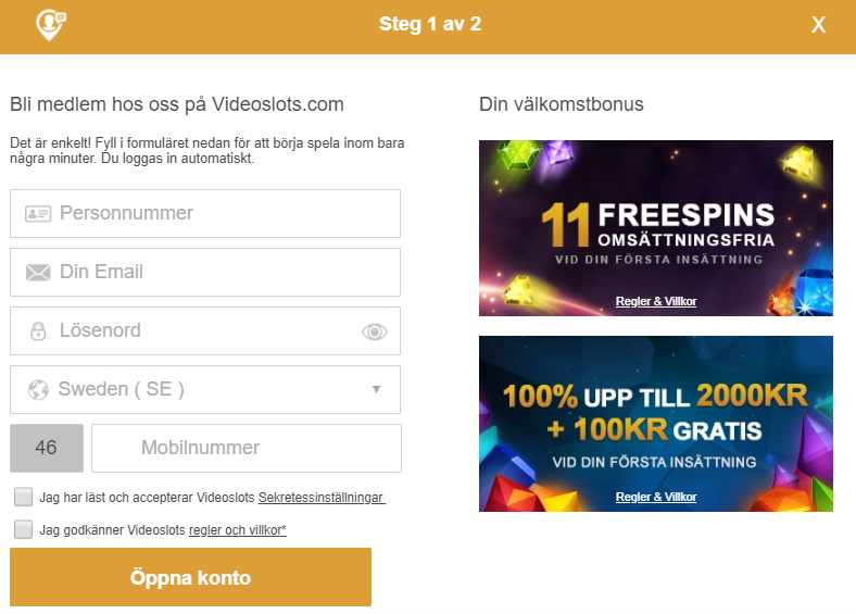Videoslotsregistration