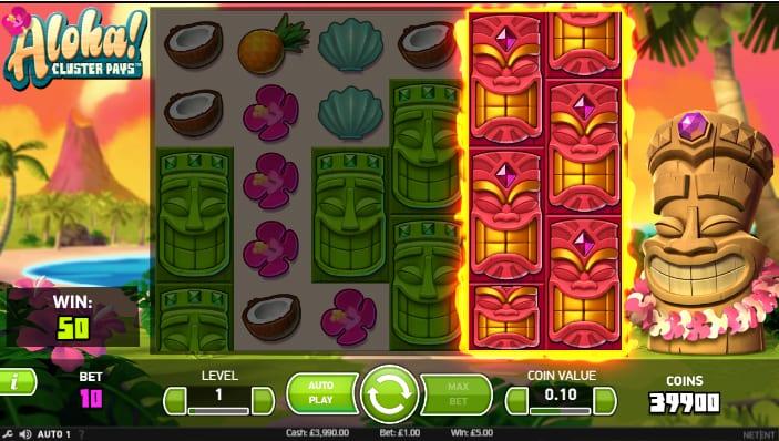 Aloha cluster pays stacked symbols